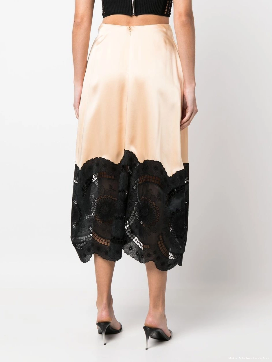 Affordable Stella skirt McCartney cotton-linen Women broderie-anglais midi 0704